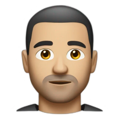 caucasian male mean thug with black short hair in a French Crop style Mid Fade styled down sticker