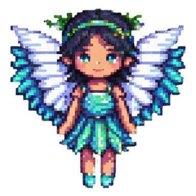 cute and magical pixel art fairy with wings sticker