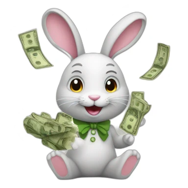 Bunny with money in his hand  sticker