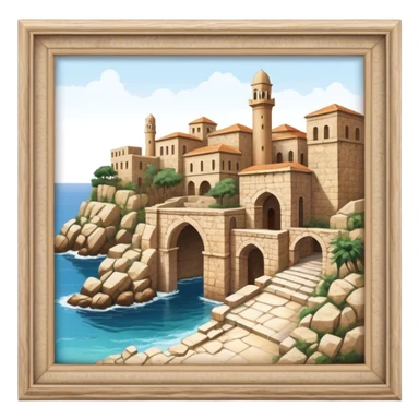 Cinematic Realistic Byblos Old City Landmark Emoji, depicted with ancient, weathered stone structures rendered with lifelike detail and nostalgic, warm lighting. sticker