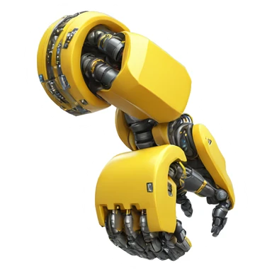 yellow robotic bicep with shocks and circuits that’s attached to the forearm sticker