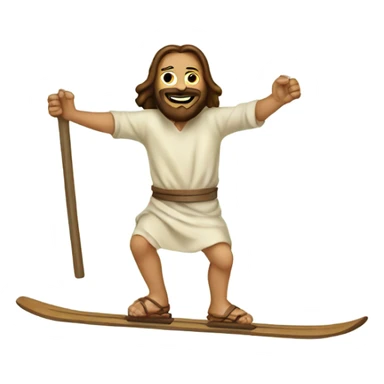 Jesus on skis sticker