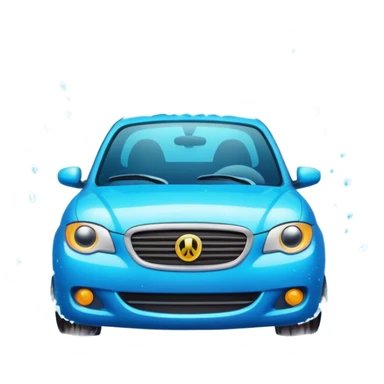 car wash emoji with car under water spray, sparkling clean, vibrant colors sticker