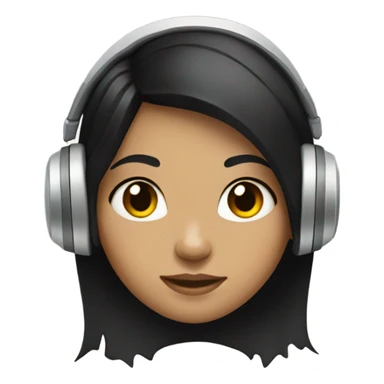 A girl with black hair wearing headphones sticker