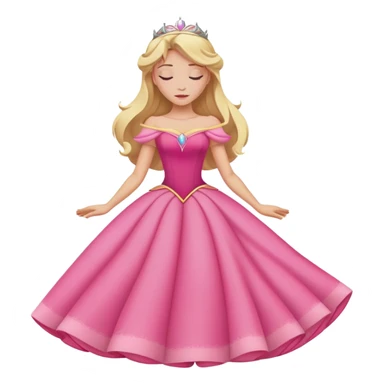 full body Sleeping Beauty Aurora with pink dress, blonde hair, minimal style sticker