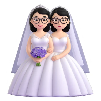 girl with black hair in glasses in a wedding dress sticker