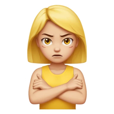 angry face girl emoji with arms crossed over each other in front  sticker