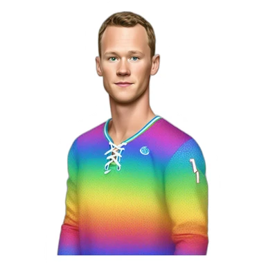 Fancy disco Jonathan Toews wearing rainbow lace shirt sticker