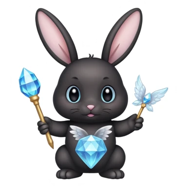 Black bunny with wings and with cristal wand  sticker