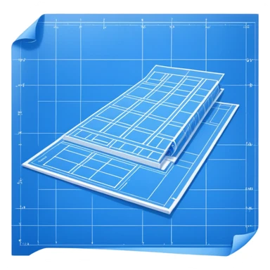 side view of a blue blueprint plan with crisp white lines sticker