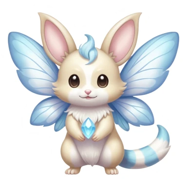 White shiny innocent ethereal pastel cute adorable kawaii divine winged furry fairy-Fakémon-Furret-Minccino-Meowstic-hybrid-fusion (full body) sticker