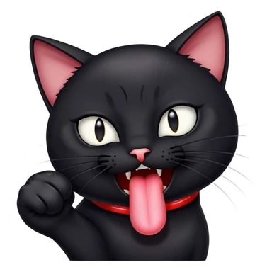black cat with his tongue out getting punched sticker