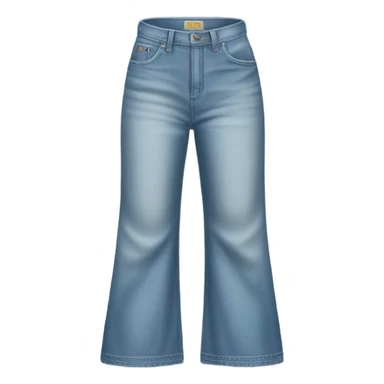 Realistic Wide Long leg high waisted light blue jeans, isolated sticker