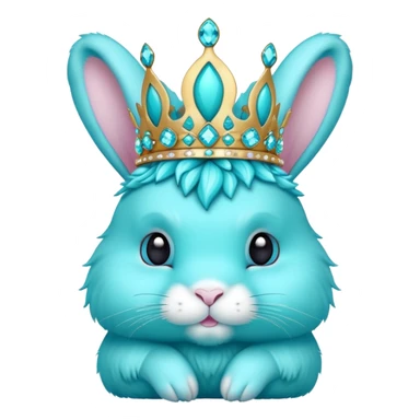 Turquoise blue rabbit with jewelled crown sticker