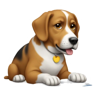 A dog studying sticker