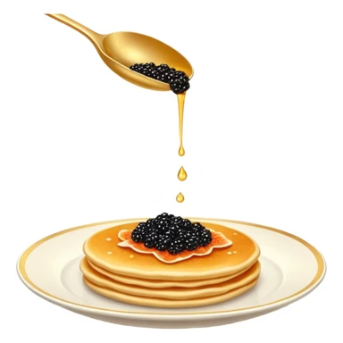 Russian khokhloma spoon putting a caviar on a blinis sticker