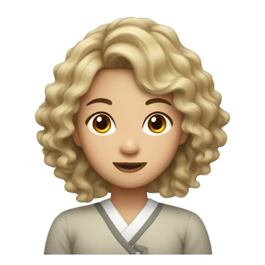 Wavy hair asian girl sticker