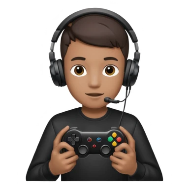boy with headphones holding all black game controller sticker