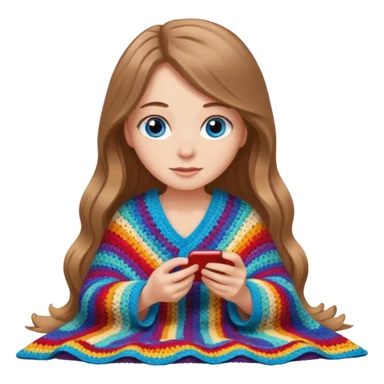 White Girl with light brown long hair and blue eyes who likes to crochet sticker