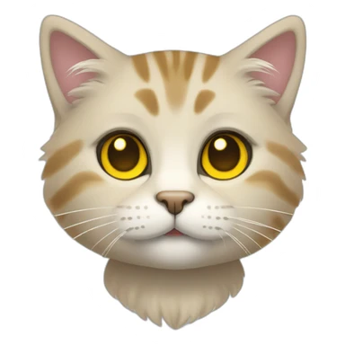 light tabby cat head little fluffy and cute smile with yellow eyes and black public sticker