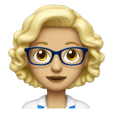 Teacher blonde blue eye glasses with blackboard  sticker