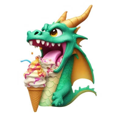 Dragon eating ice cream sticker