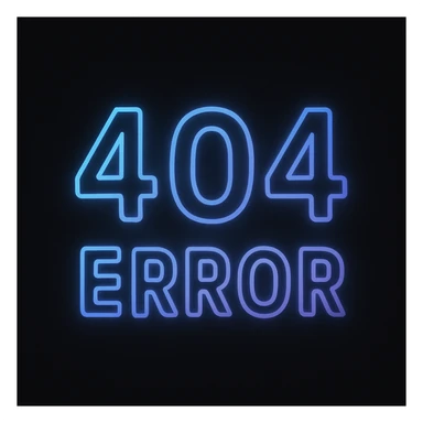 cryptic sci-fi inspired animated emoji of '404 error' with numbers fading in and out with soft blue and purple neon glow, dark background, smooth looping animation, bold lines, minimal design sticker