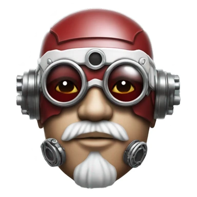 Red skin and white goatee male cyborg head with silver steampunk goggles sticker