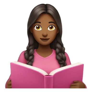 a brunette girl reading a pink book  sticker