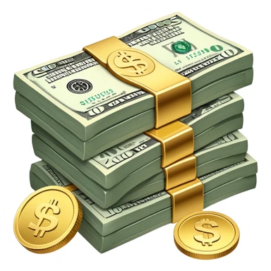 stack of dollar bills and coins sticker