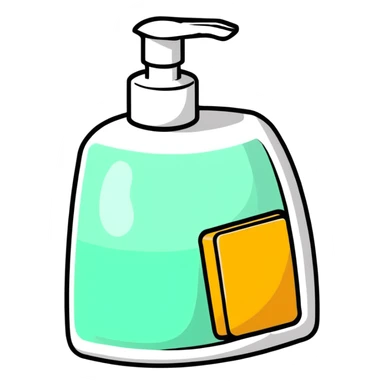 bath soap and shampoo bottles cartoon style sticker