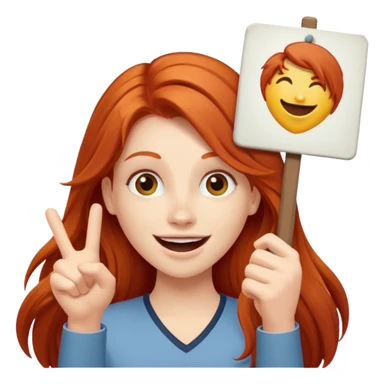 Excited long haired redhead holding a sign that says GTSY sticker