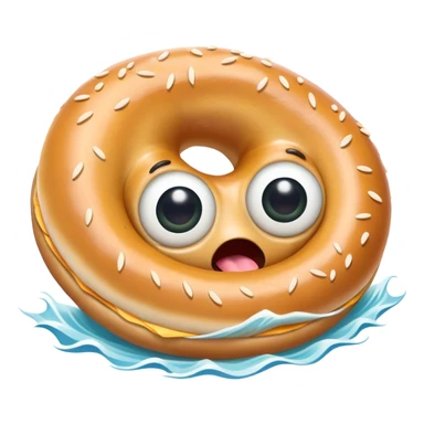 Surfing bagel with googly eyes sticker