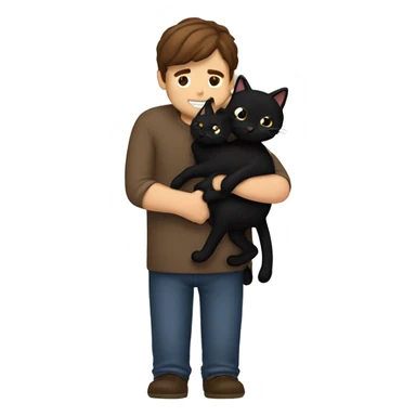Brown hair man hugging two black cats sticker
