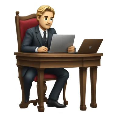 Rich man working setting on a chair and near the table with laptop he is like leonardo dicaprio  sticker