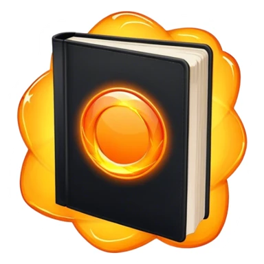 A bright orange book with a black, bold X with an edgy texture, exuding energy and pure, unapologetic confidence..orange halo aura.. unstoppable sticker