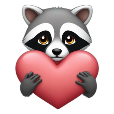 We just see his head, cute racoon with hearts in his hands and he use the heart like a pillow sticker