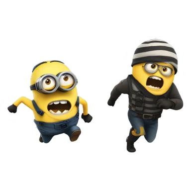 robber minion being chased by minion sticker
