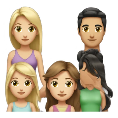 “A family with a man having black hair and Asian black eyes, and a woman with blonde hair and green eyes, and a daughter with brown hair. sticker