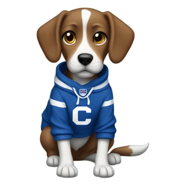 Dog wearing colts sweatshirt sticker