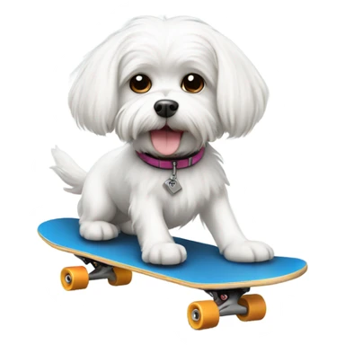 Maltese dog riding on skateboard  sticker