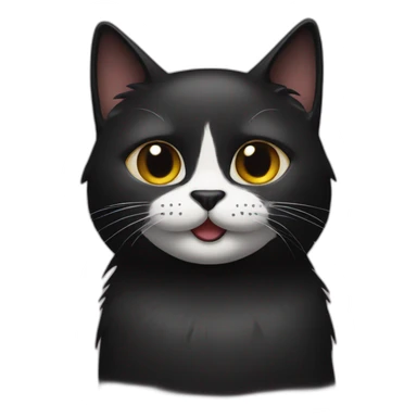 Black cat with a half while moustache sticker