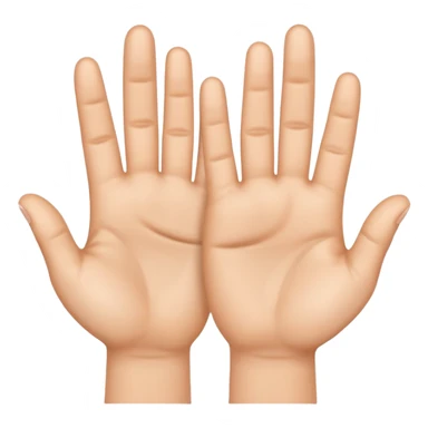 create emoji, 3 hands, 2 with 5 fingers extended, one with 4 fingers sticker
