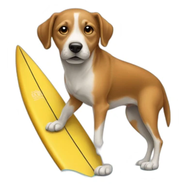 Chien sur planche de surf sticker