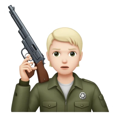 Person with 😐 face holding gun to head sticker