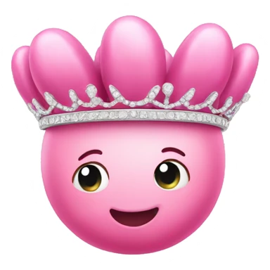 A pink bean (the food) wearing a tiara sticker