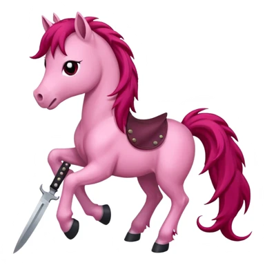 pony with evil smile holding sharp knife sticker