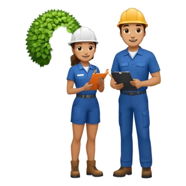Landscaping company employee talking to his client, full body sticker