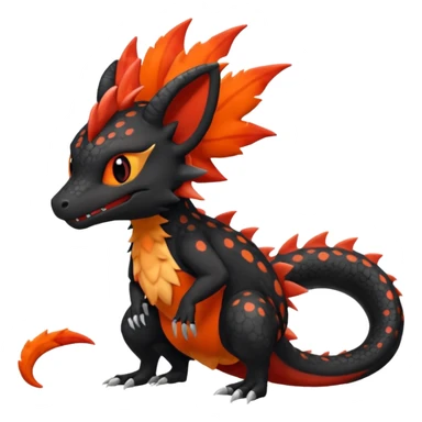 Magmatic furry spotted Salandit-Noivern-Litten-Hybrid (Full body) sticker