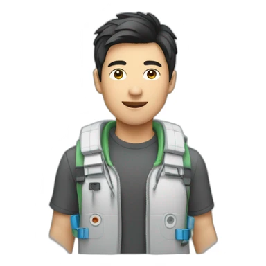 asian young man with rj45 sticker